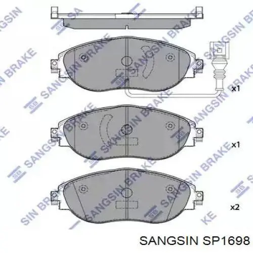 SP1698 Sangsin klocki hamulcowe przednie tarczowe