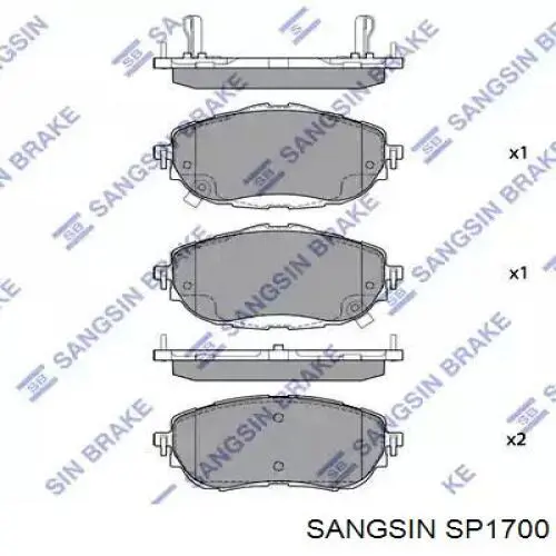 SP1700 Sangsin Klocki hamulcowe przednie tarczowe