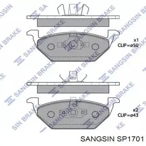SP1701 Sangsin Klocki hamulcowe przednie tarczowe