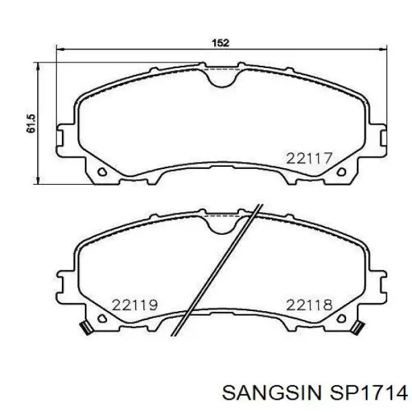 Klocki hamulcowe przednie tarczowe SP1714 Sangsin