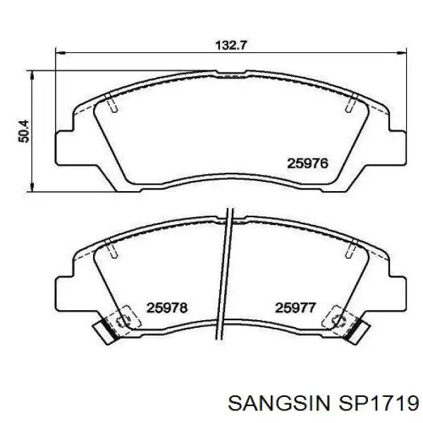 SP1719 Sangsin Klocki hamulcowe przednie tarczowe