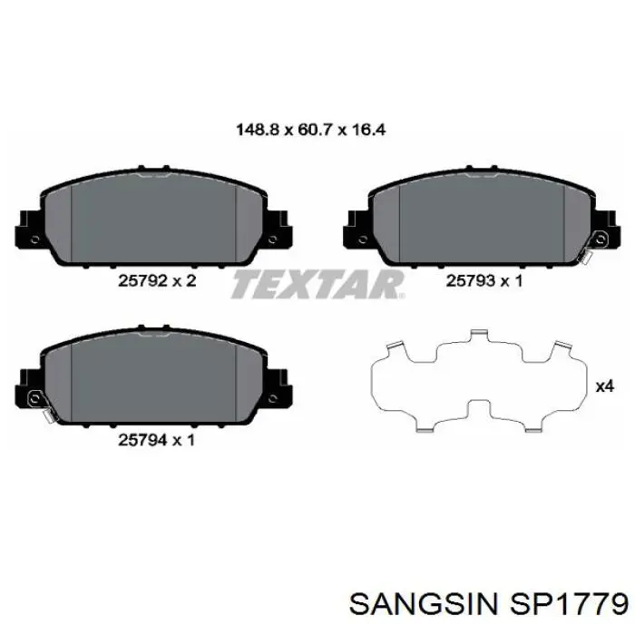 Klocki hamulcowe przednie tarczowe Sangsin SP1779 cena, od 36,96 USD