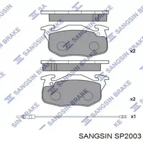SP2003 Sangsin Klocki hamulcowe przednie tarczowe
