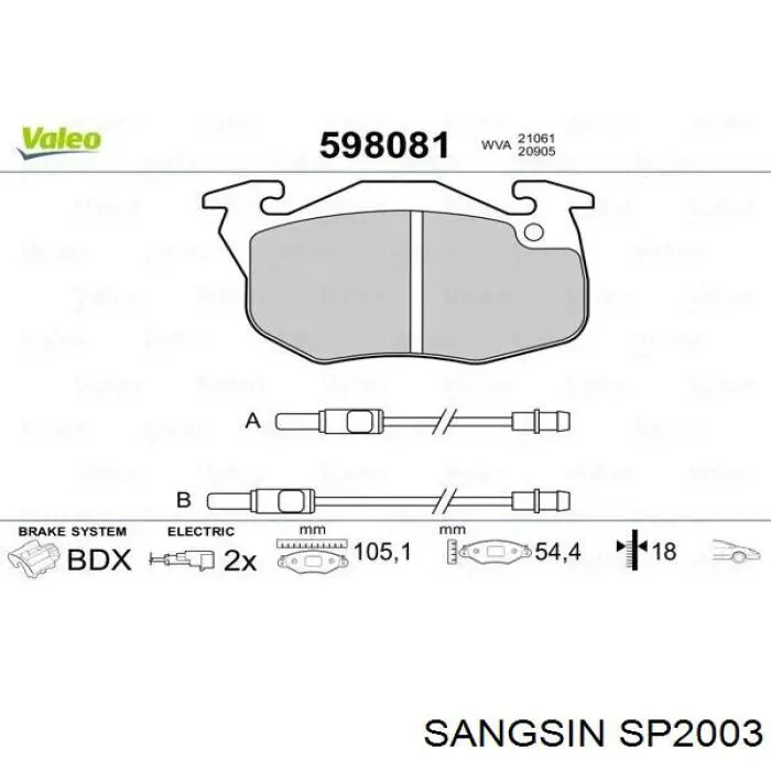 Klocki hamulcowe przednie tarczowe Sangsin SP2003 cena, od 20,71 USD
