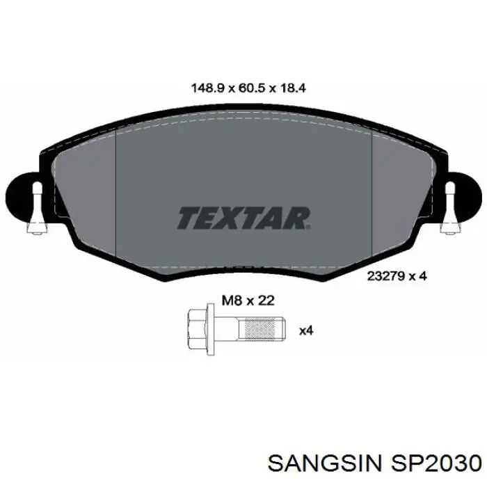 Klocki hamulcowe przednie tarczowe Sangsin SP2030 cena, od 23,64 USD
