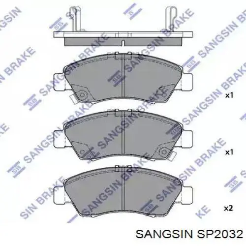 SP2032 Sangsin Klocki hamulcowe przednie tarczowe