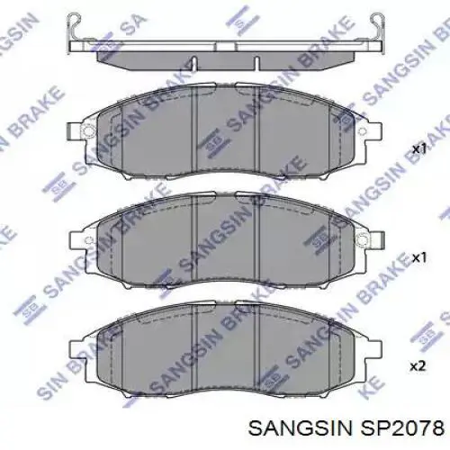 SP2078 Sangsin Klocki hamulcowe przednie tarczowe