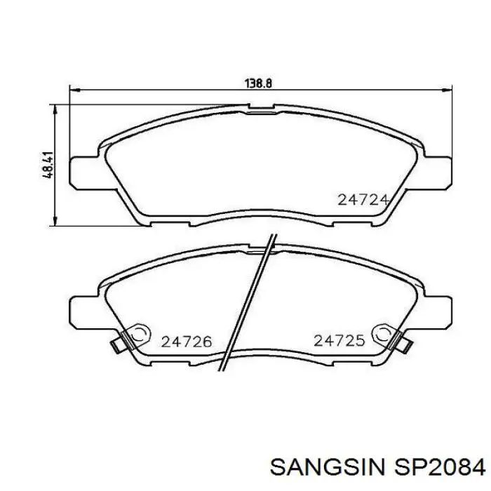 Klocki hamulcowe przednie tarczowe Sangsin SP2084 cena, od 29,88 USD