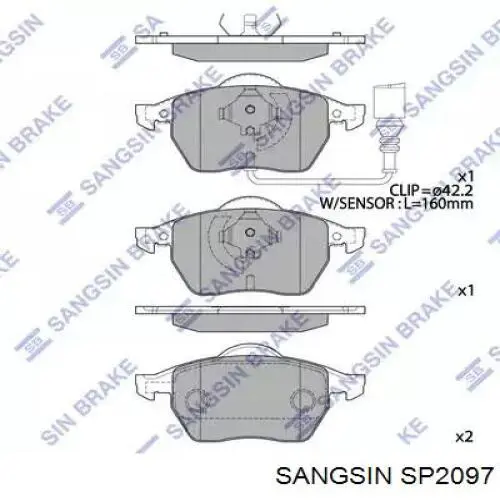 SP2097 Sangsin Klocki hamulcowe przednie tarczowe
