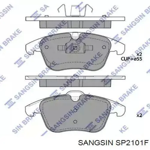 SP2101F Sangsin Klocki hamulcowe przednie tarczowe