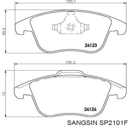 Do koszyka SP2101F Sangsin Klocki hamulcowe przednie tarczowe