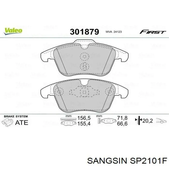 Klocki hamulcowe przednie tarczowe Sangsin SP2101F cena, od 27,22 USD