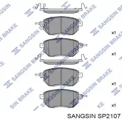 Do koszyka SP2107 Sangsin Klocki hamulcowe przednie tarczowe