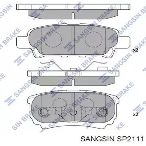 Okładziny (klocki) do hamulców tarczowych tylne Sangsin SP2111 cena, od 17,21 USD