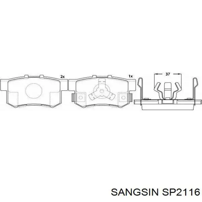 Okładziny (klocki) do hamulców tarczowych tylne Sangsin SP2116 cena, od 21,84 USD