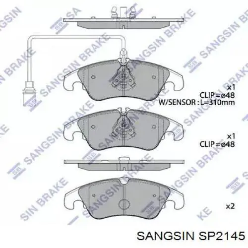 SP2145 Sangsin Klocki hamulcowe przednie tarczowe