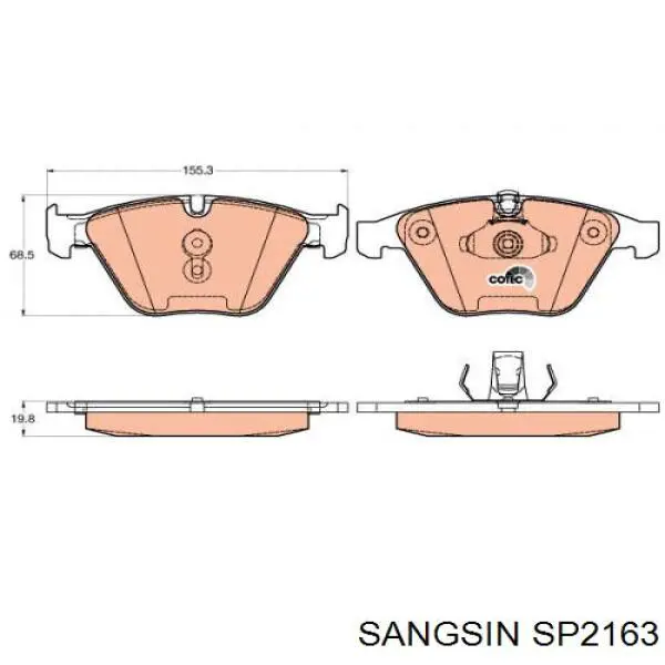 Do koszyka SP2163 Sangsin Klocki hamulcowe przednie tarczowe