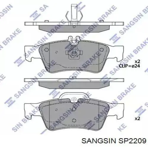 SP2209 Sangsin okładziny (klocki do hamulców tarczowych tylne)