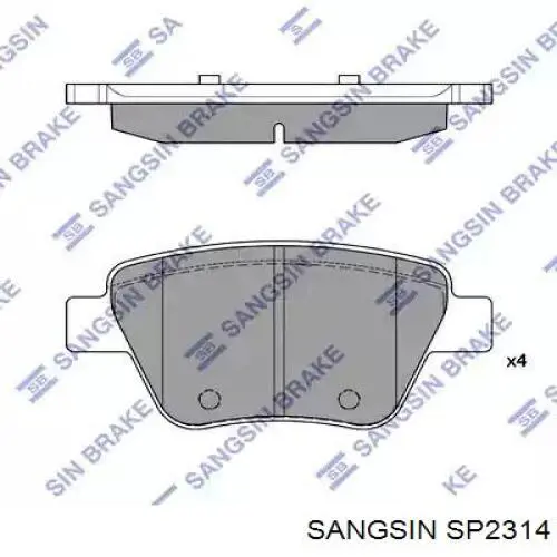 SP2314 Sangsin Okładziny (klocki) do hamulców tarczowych tylne