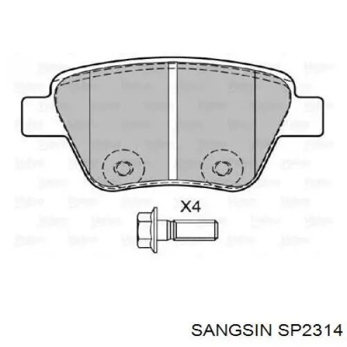 Okładziny (klocki) do hamulców tarczowych tylne Sangsin SP2314