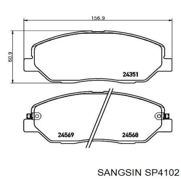 Klocki hamulcowe przednie tarczowe SP4102 Sangsin