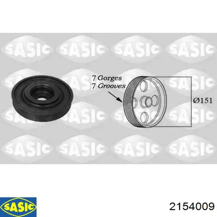 Koło pasowe wału korbowego Sasic 2154009 cena, od 97,56 USD