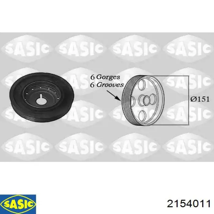 Koło pasowe wału korbowego Sasic 2154011 cena, od 64,96 USD