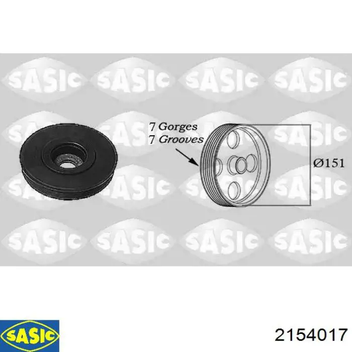 Koło pasowe wału korbowego Sasic 2154017 cena, od 104,58 USD