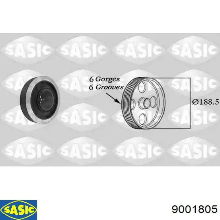 Koło pasowe wału korbowego Sasic 9001805 cena, od 130,82 USD