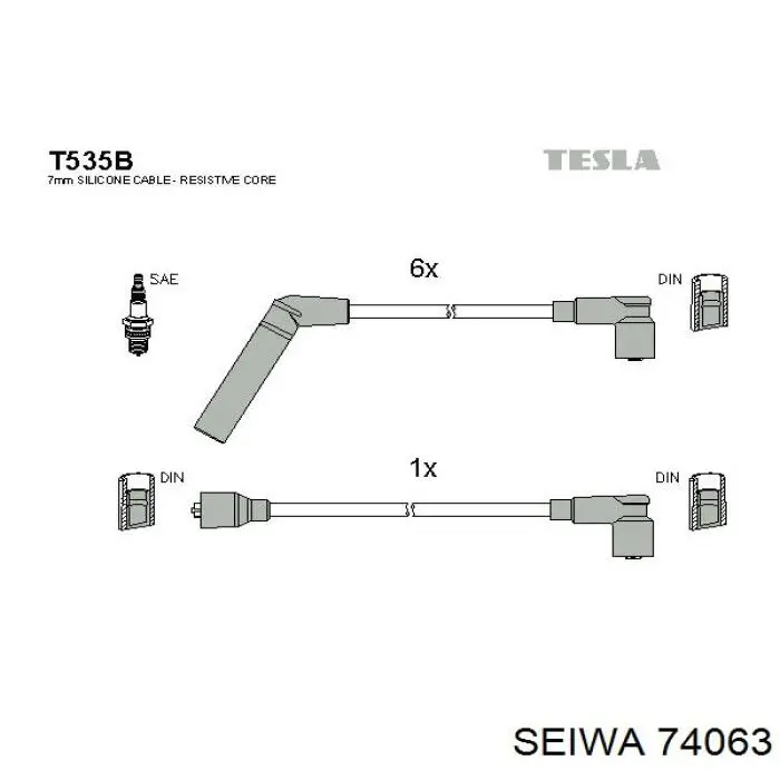 Zestaw przewodów wysokiego napięcia Seiwa 74063