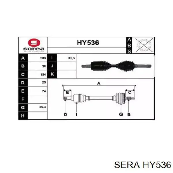 Półoś napędowa przednia lewa Hyundai Galloper SUV (JK) (1997 - 2003) cena, od 140,66 USD