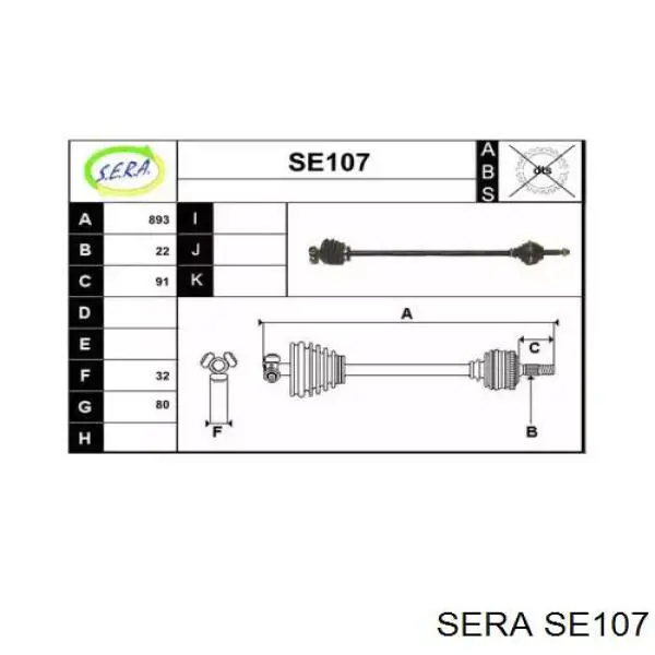 Do koszyka Półoś napędowa przednia prawa Seat Ibiza I 021A