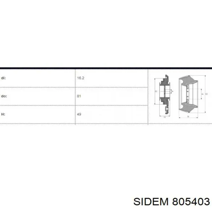 Poduszka amortyzatora przedniego Sidem 805403 cena, od 25,18 USD