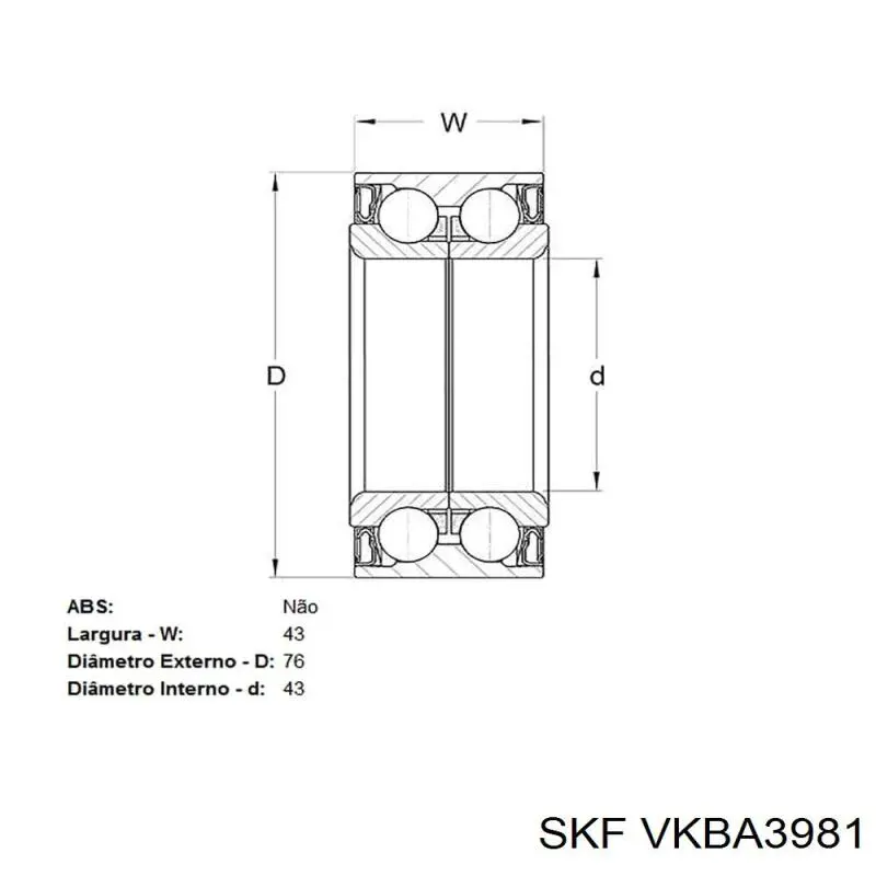 Do koszyka VKBA3981 SKF Łożysko piasty przedniej