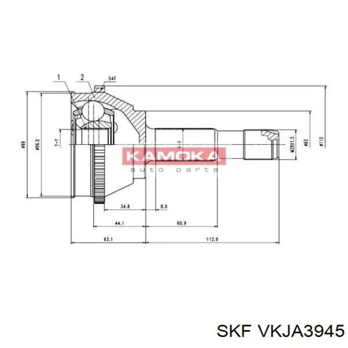 VKJA3945 SKF Przegub homokinetyczny przedni zewnętrzny