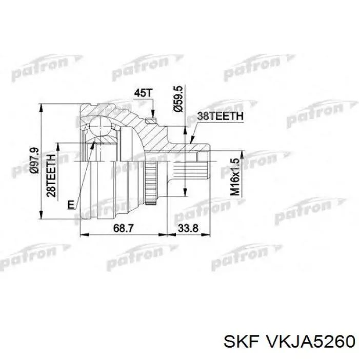 Przegub homokinetyczny przedni zewnętrzny SKF VKJA5260 cena, od 47,30 USD
