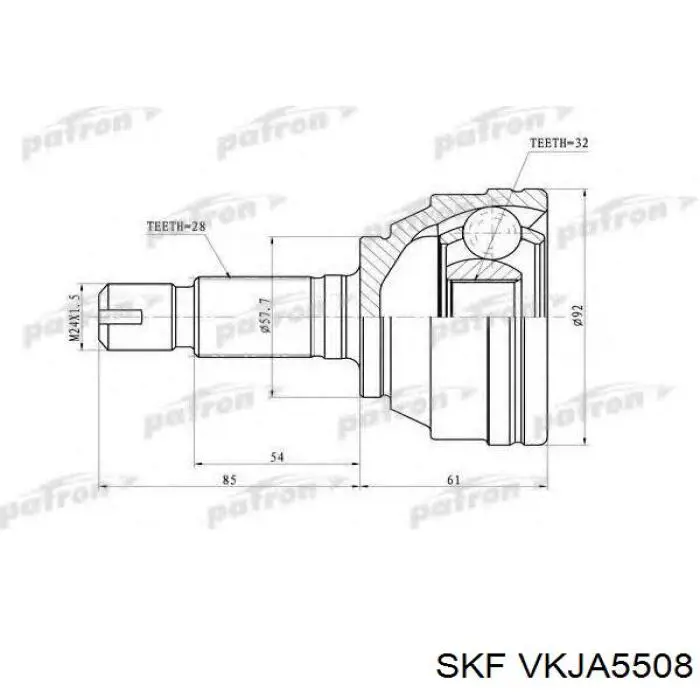 VKJA5508 SKF Przegub homokinetyczny przedni/tylny