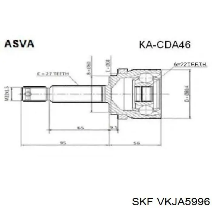 Przegub homokinetyczny przedni zewnętrzny SKF VKJA5996 cena, od 41,01 USD