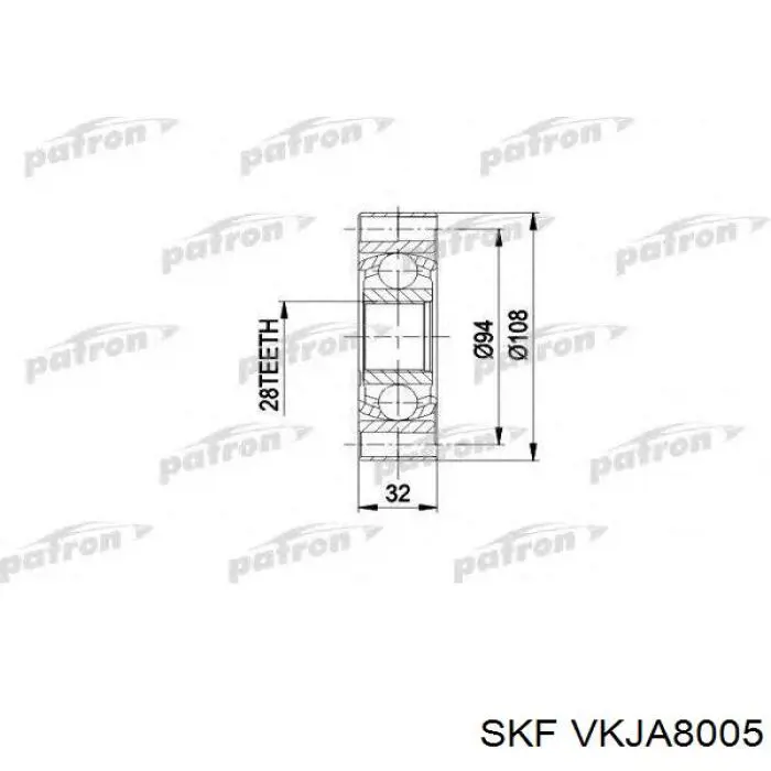 VKJA8005 SKF Przegub homokinetyczny przedni wewnętrzny