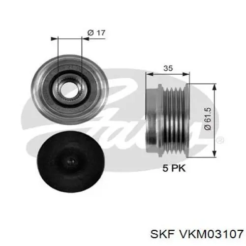 Do koszyka VKM03107 SKF Koło pasowe alternatora