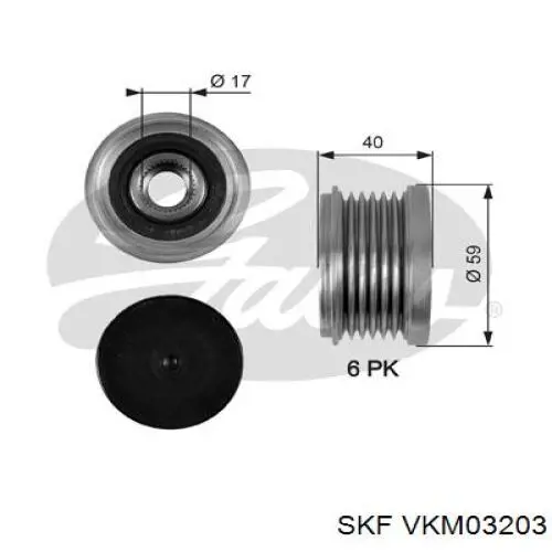 Koło pasowe alternatora SKF VKM03203 cena, od 43,94 USD