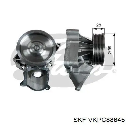 Do koszyka VKPC88645 SKF Pompa chłodząca wodna