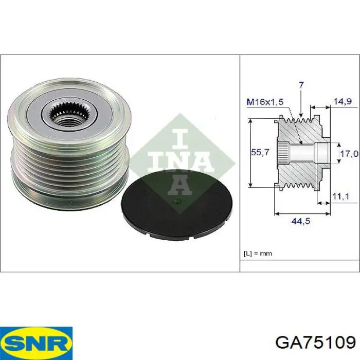 Koło pasowe alternatora SNR GA75109 cena, od 38,55 USD