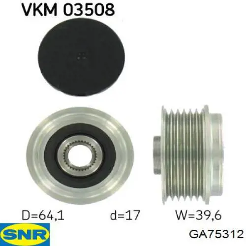 Koło pasowe alternatora SNR GA75312 cena, od 34,22 USD