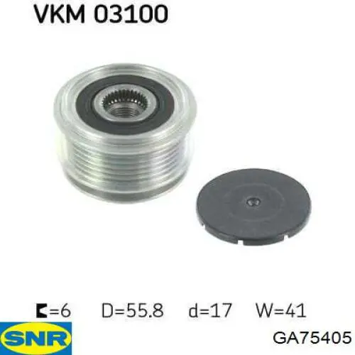 Koło pasowe alternatora SNR GA75405 cena, od 28,97 USD