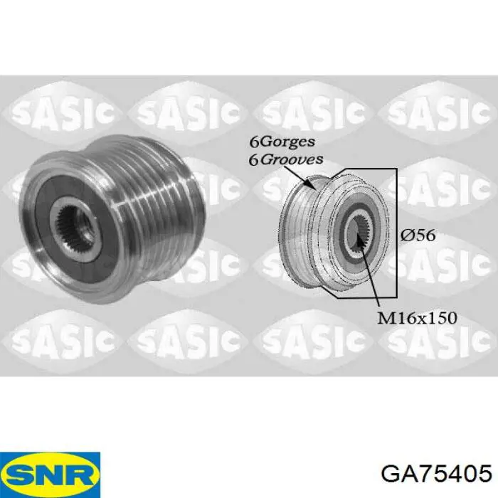 Do koszyka GA75405 SNR Koło pasowe alternatora