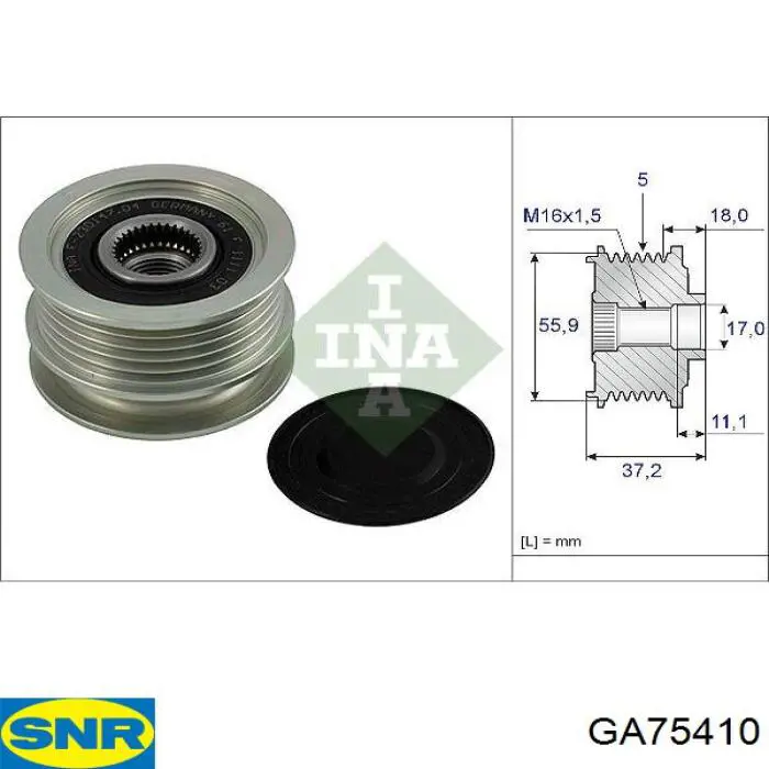 Koło pasowe alternatora SNR GA75410 cena, od 29,23 USD