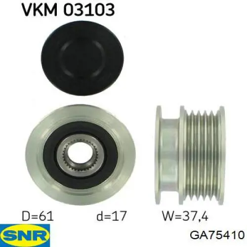 Do koszyka GA75410 SNR Koło pasowe alternatora