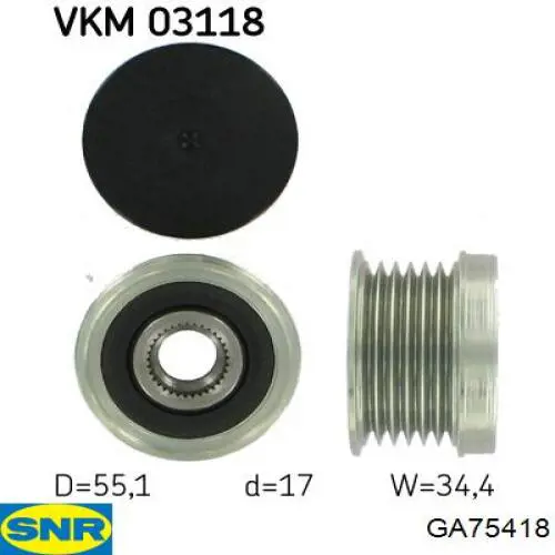 Do koszyka GA75418 SNR Koło pasowe alternatora