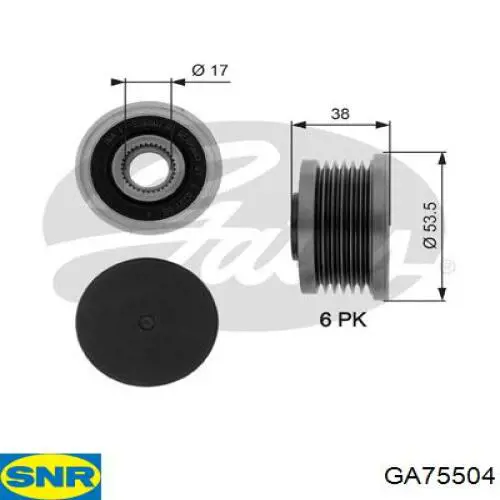 Do koszyka GA75504 SNR Koło pasowe alternatora